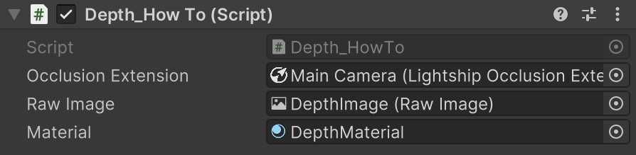 The Depth_HowTo script component with assigned variables