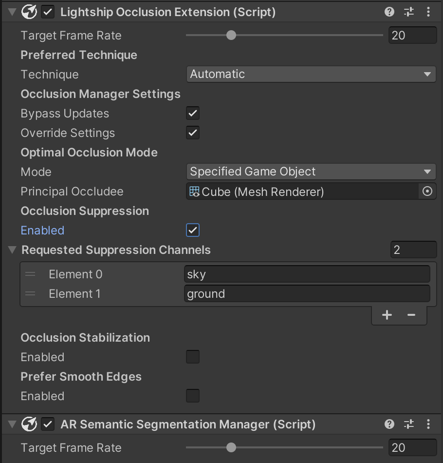 Lightship Occlusion Extension with AR Semantic Segmentation Manager