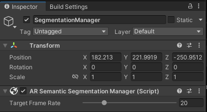 An example of a game object containing the semantics segmentation manager