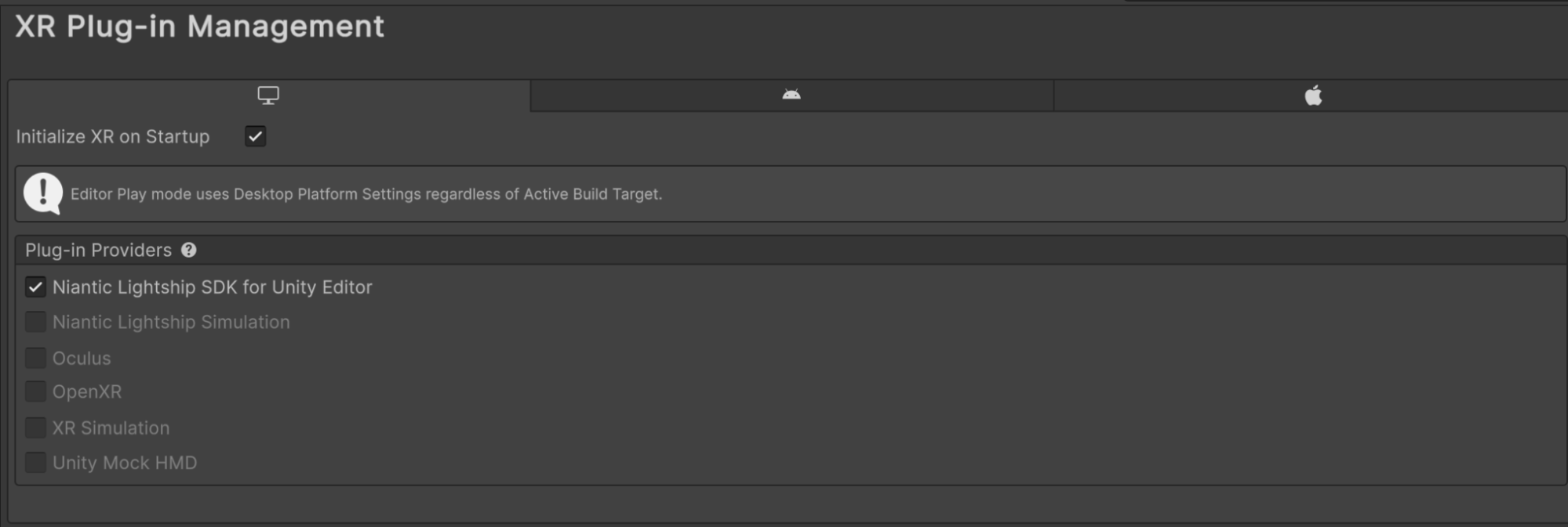Enable Niantic Lightship SDK for Unity Editor