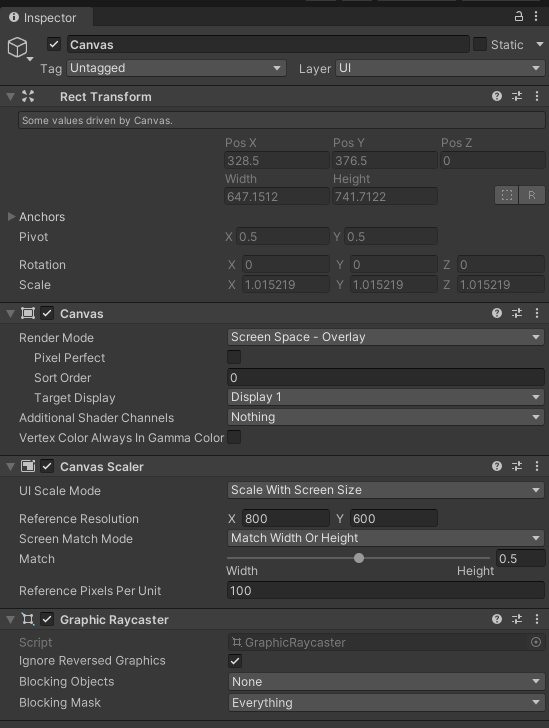 Canvas with fields configured