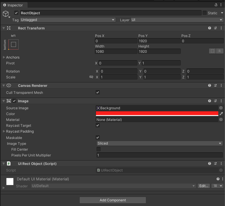 RectObject with fields configured