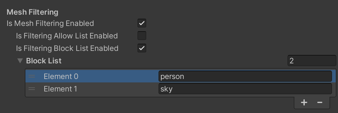 Example usage of a semantic filtering blocklist